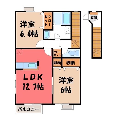 西川田駅 徒歩24分 2階の物件間取画像